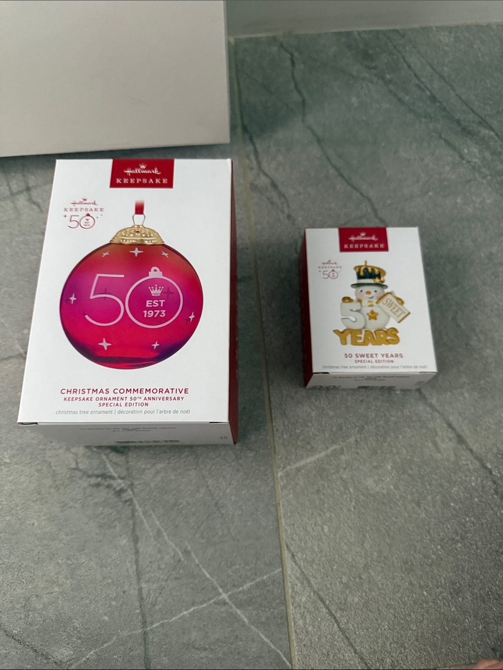 Hallmark keepsake ornament set - pink, red & gold accents